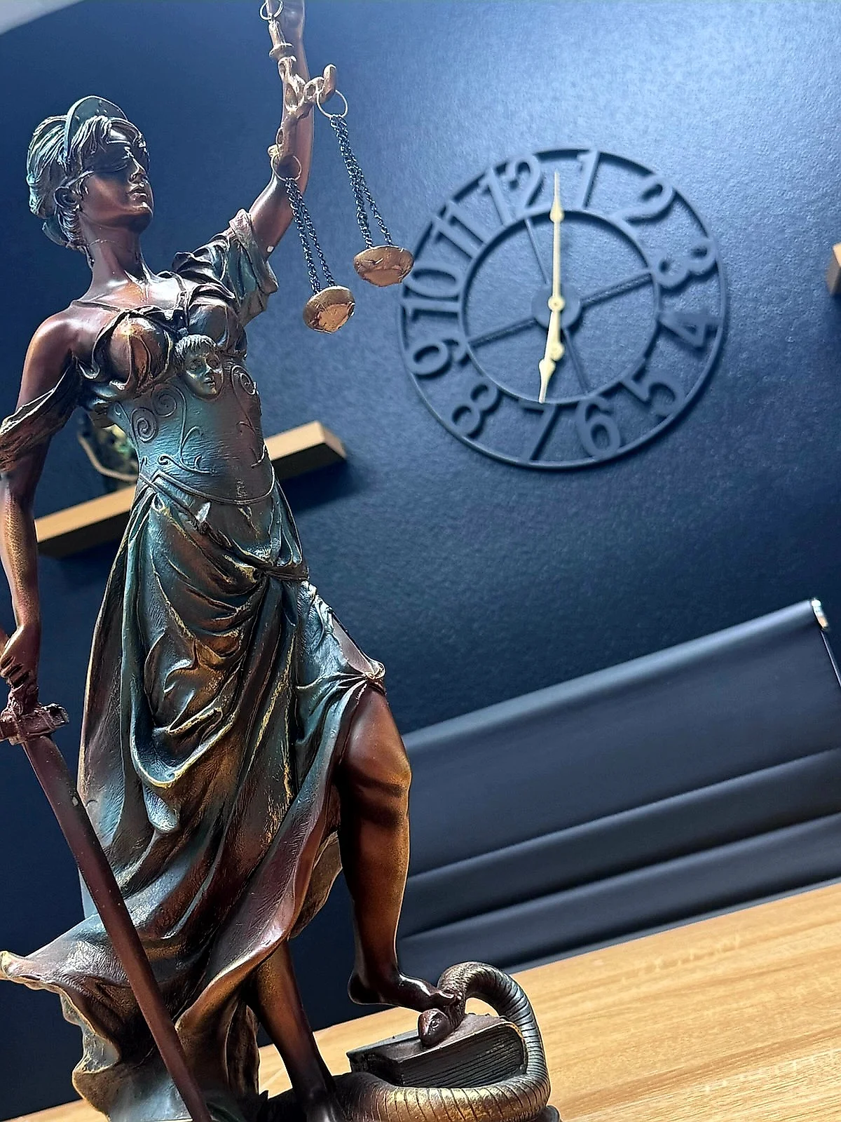 Bronze Lady Justice statue in the PRO LAW GROUP conference room